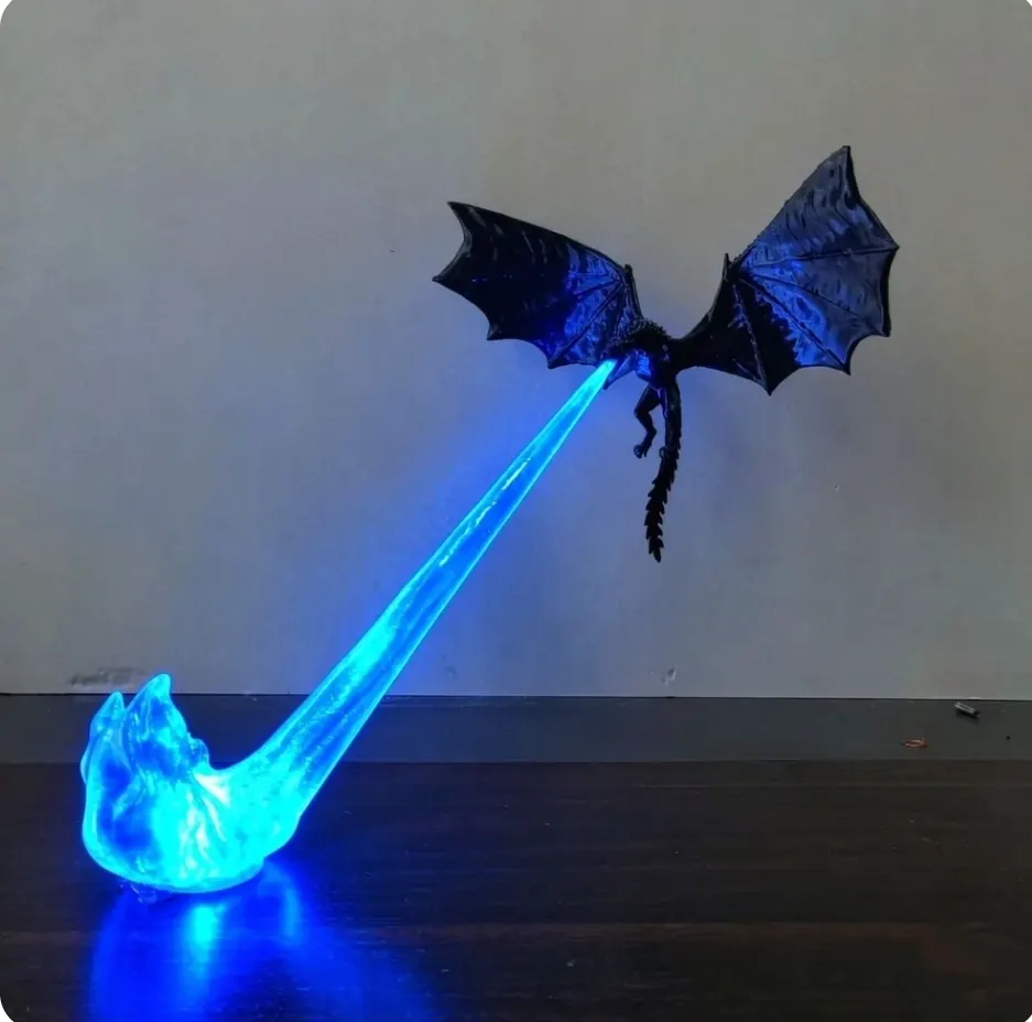 Detailed 3D printed dragon wings and scale texture in PLA
